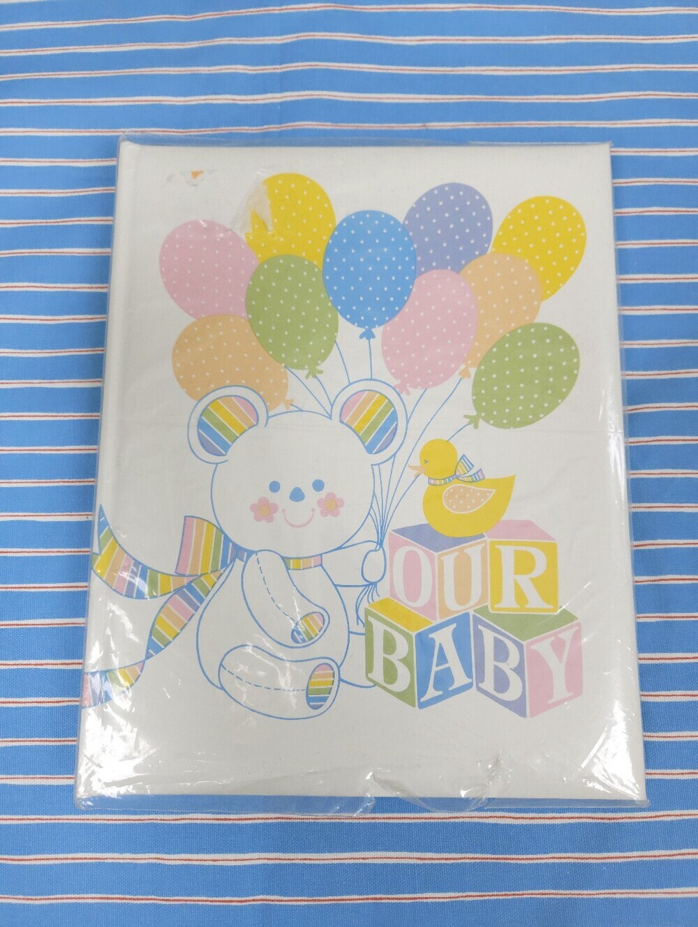 Vintage Hallmark Our Baby Record Book 9x11.5" NEW Unused Bright Pastels